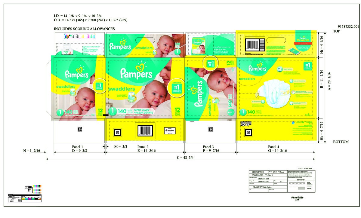 slide 7 of 8, Pampers Swaddlers Newborn Diapers Size 1 140 Count, 140 ct
