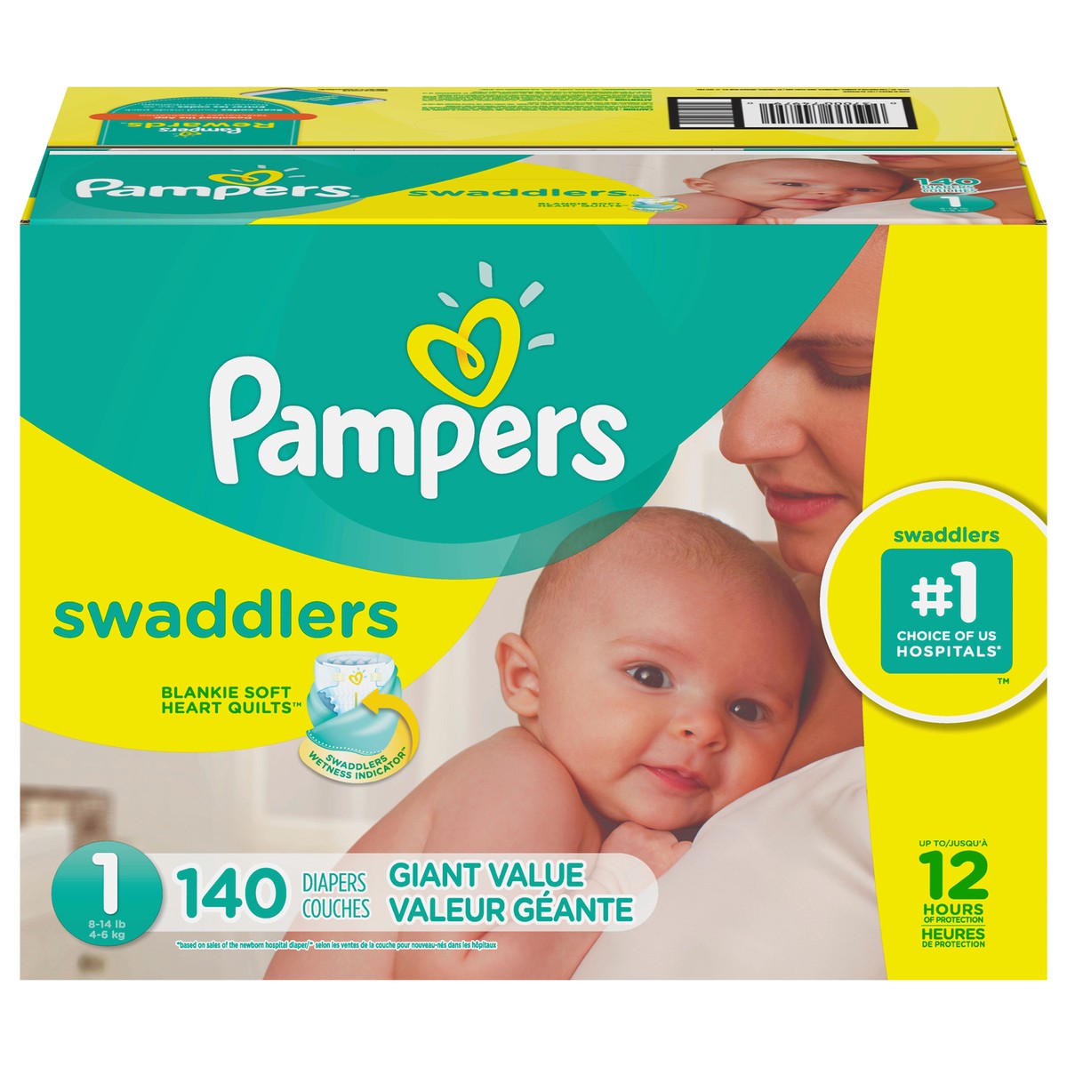slide 1 of 8, Pampers Swaddlers Newborn Diapers Size 1 140 Count, 140 ct
