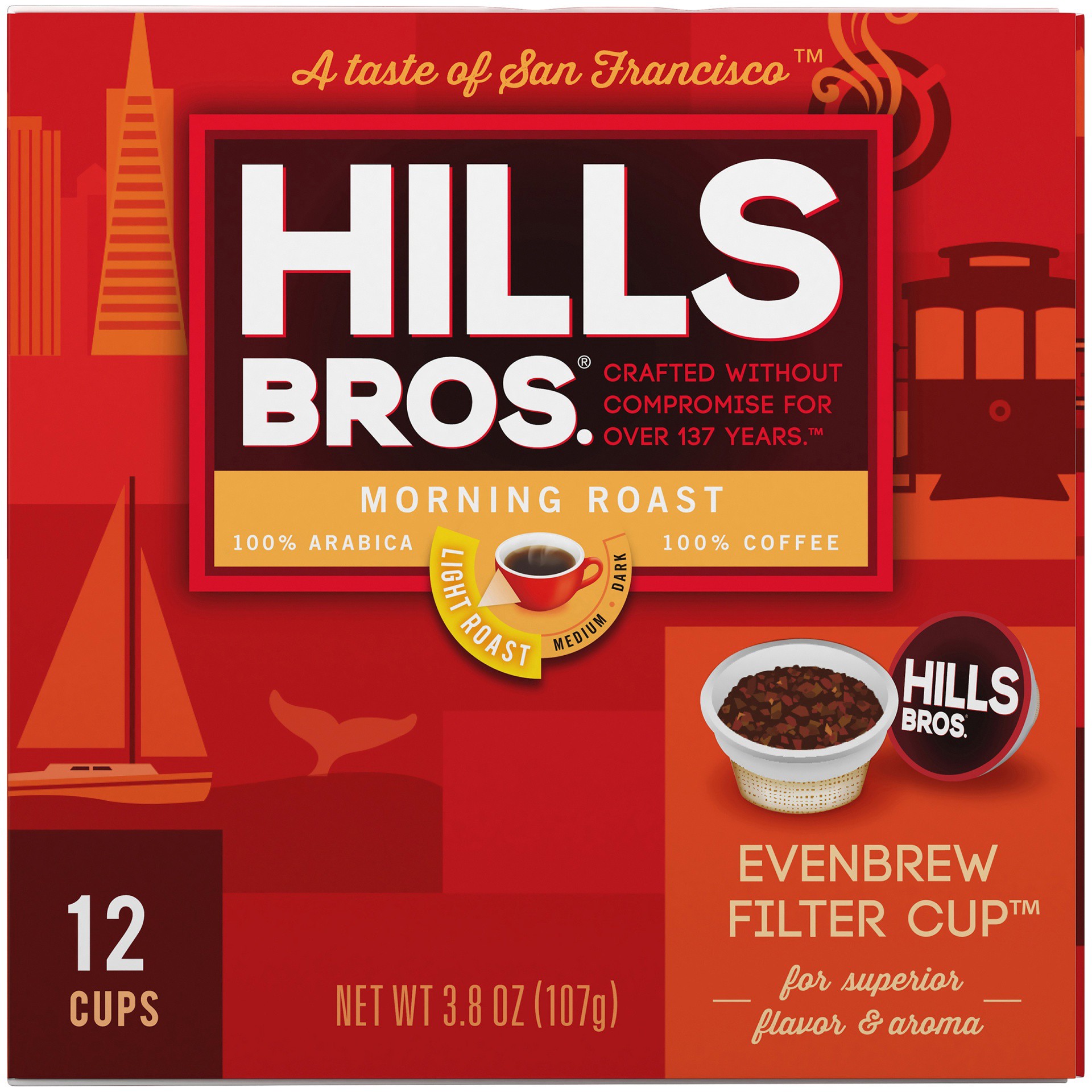 slide 5 of 7, Hills Bros. Coffee, Light Roast, Morning Roast, Cups - 12 ct, 12 ct