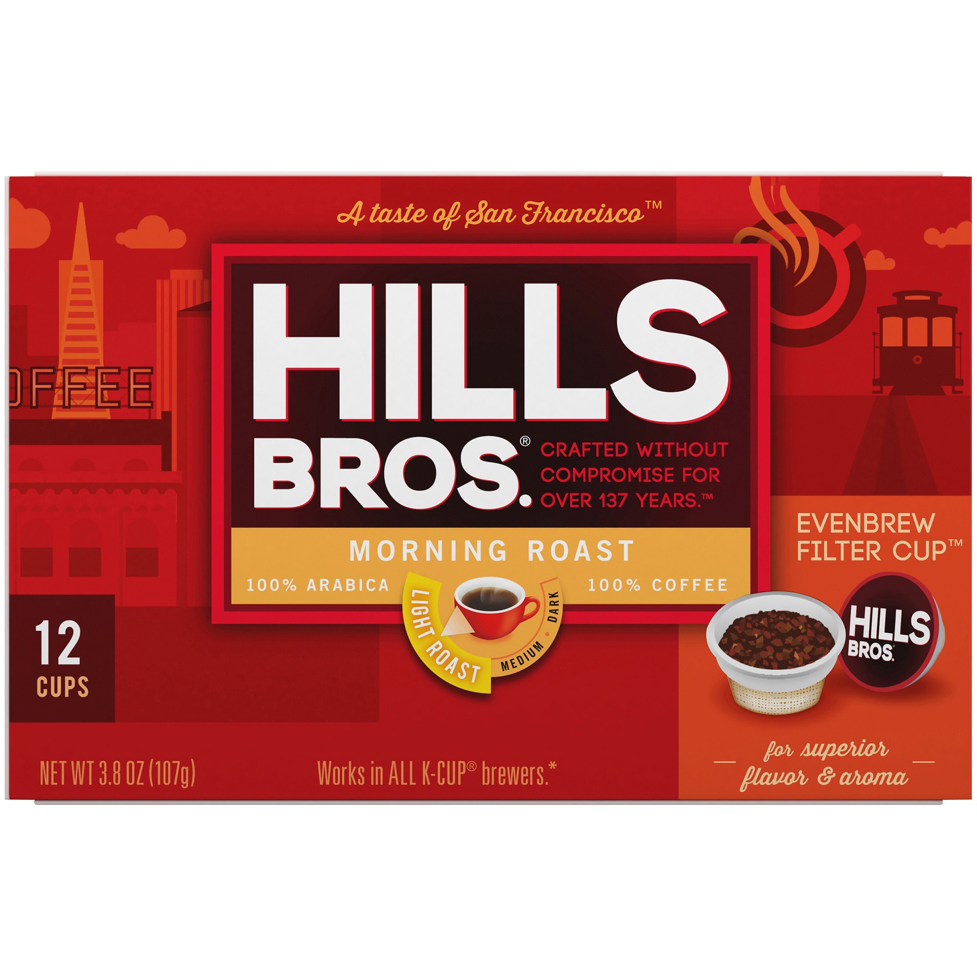 slide 2 of 7, Hills Bros. Coffee, Light Roast, Morning Roast, Cups - 12 ct, 12 ct