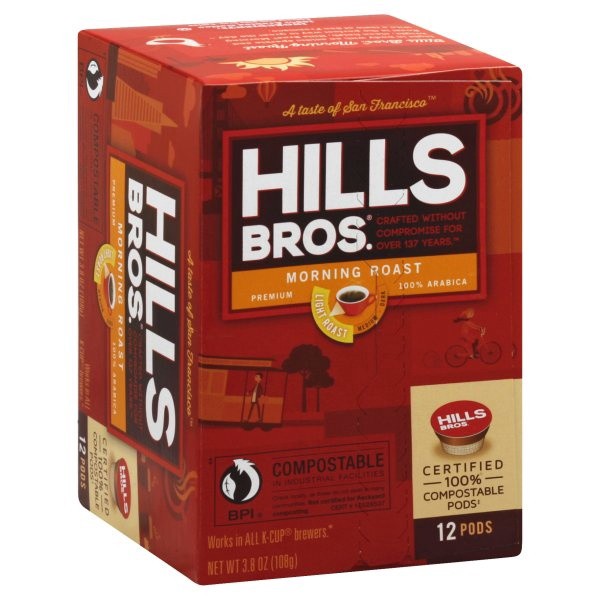 slide 1 of 7, Hills Bros. Coffee, Light Roast, Morning Roast, Cups - 12 ct, 12 ct