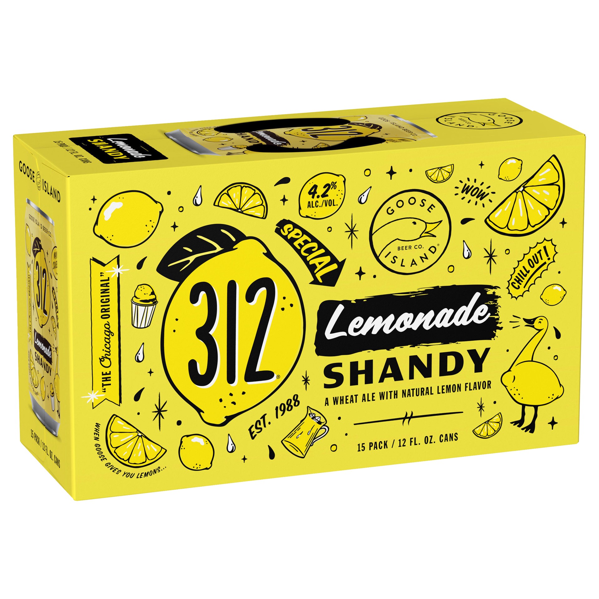 slide 1 of 4, Goose Island 312 Lemonade Shandy 15 Pack, 12 fl oz Cans, 1 ct