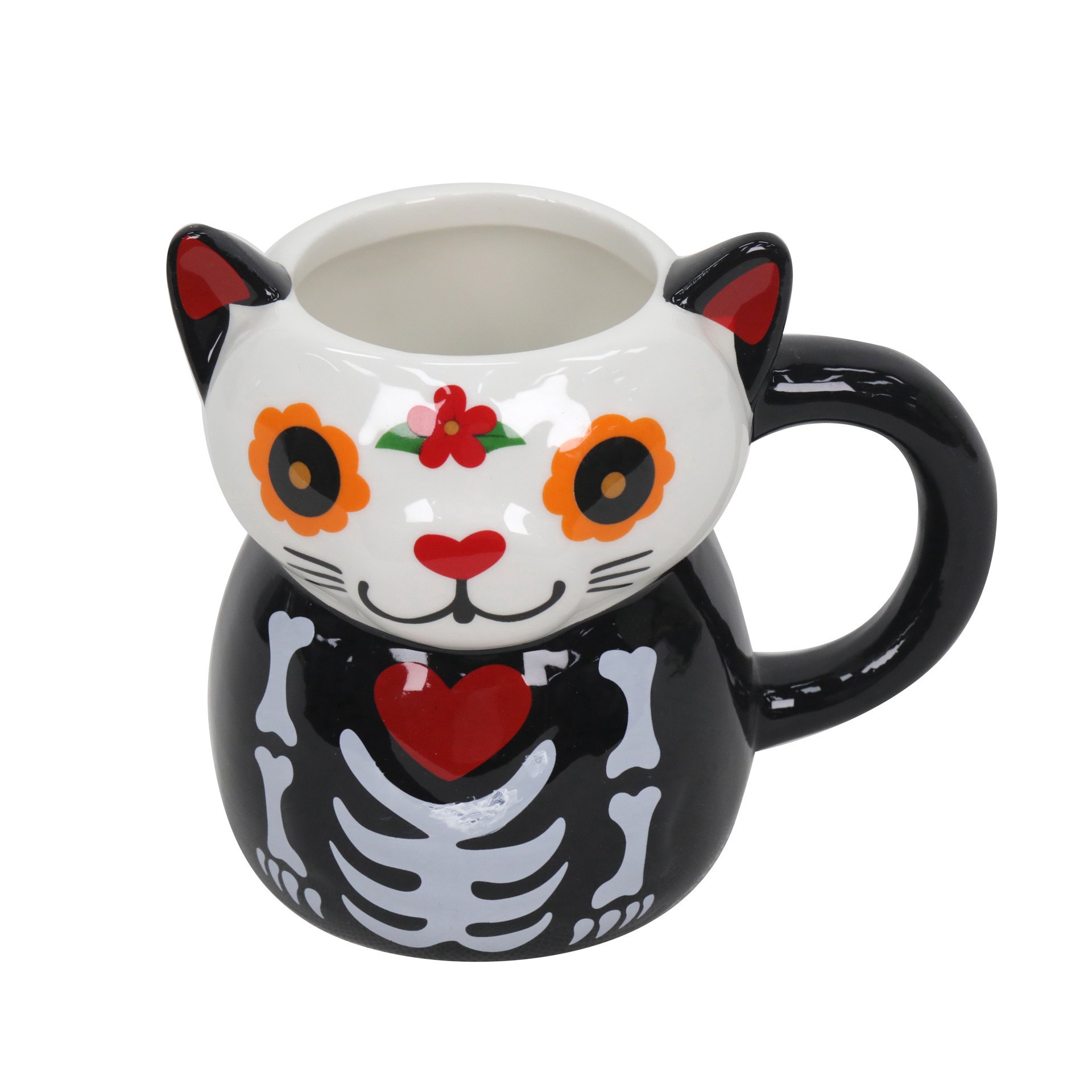 slide 2 of 2, 15.5oz. Sugar Skull Cat Ceramic Mug By Ashland, 15.5 oz