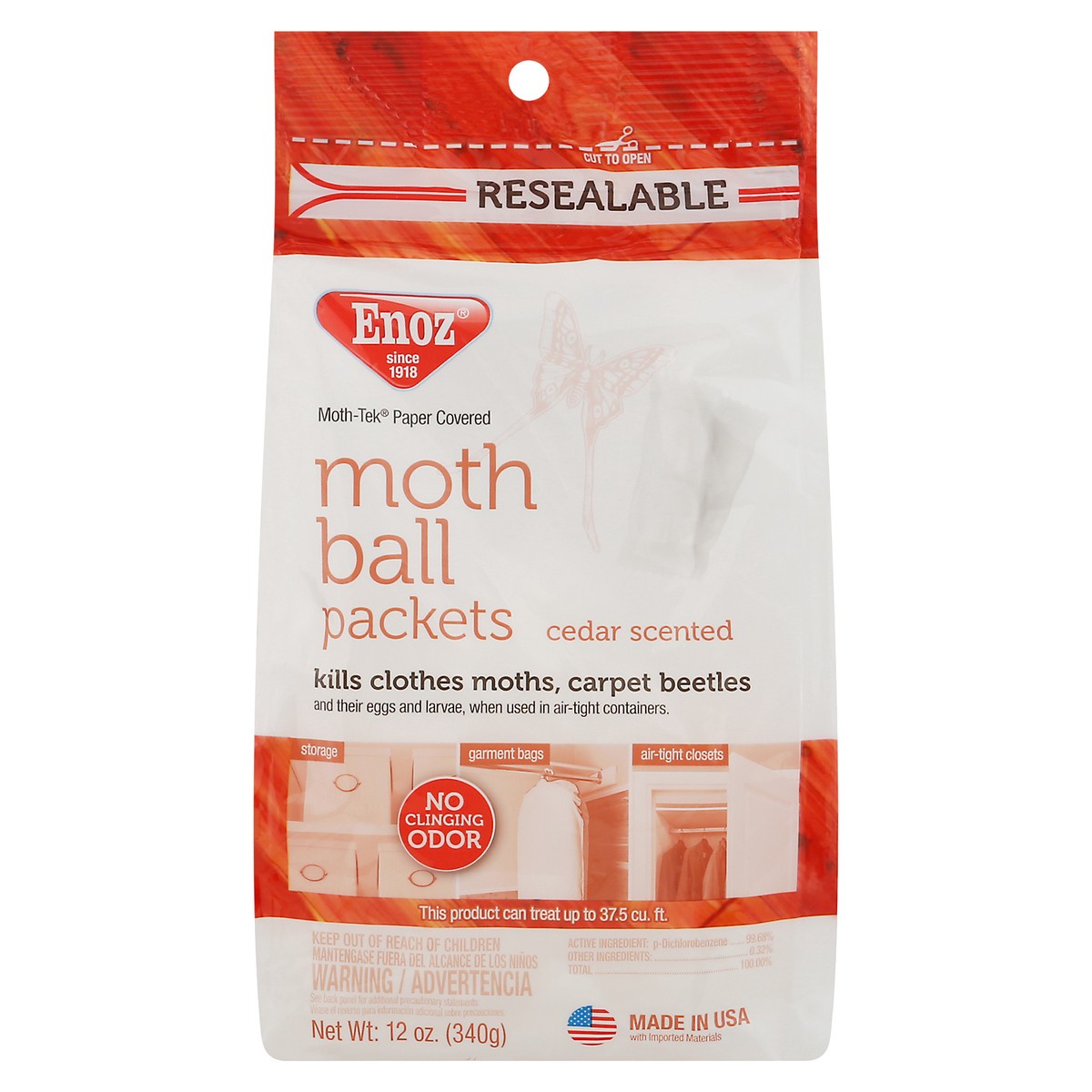 slide 9 of 9, Enoz Moth Ball Packets, Cedar Scented, 12 oz