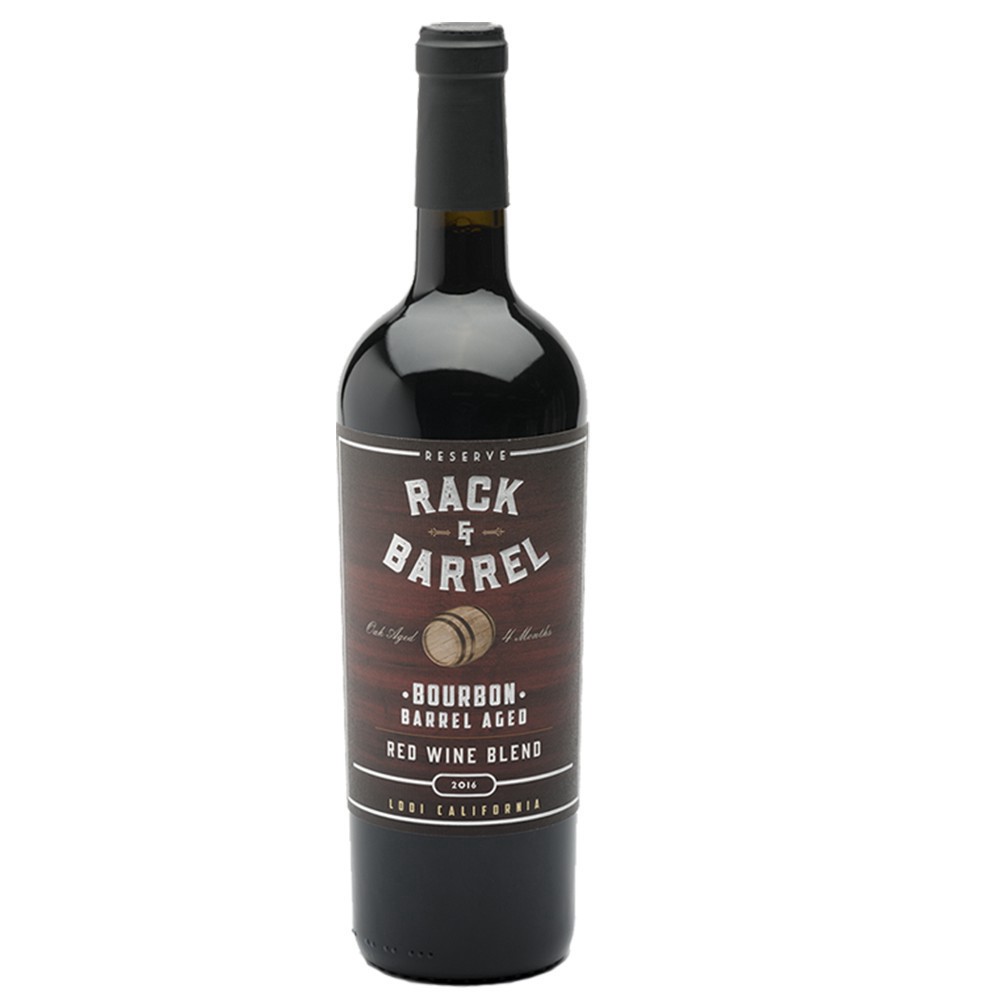 slide 1 of 1, Rack & Barrel Red Blend Bourbon Barrel Aged Lodi, 750 ml