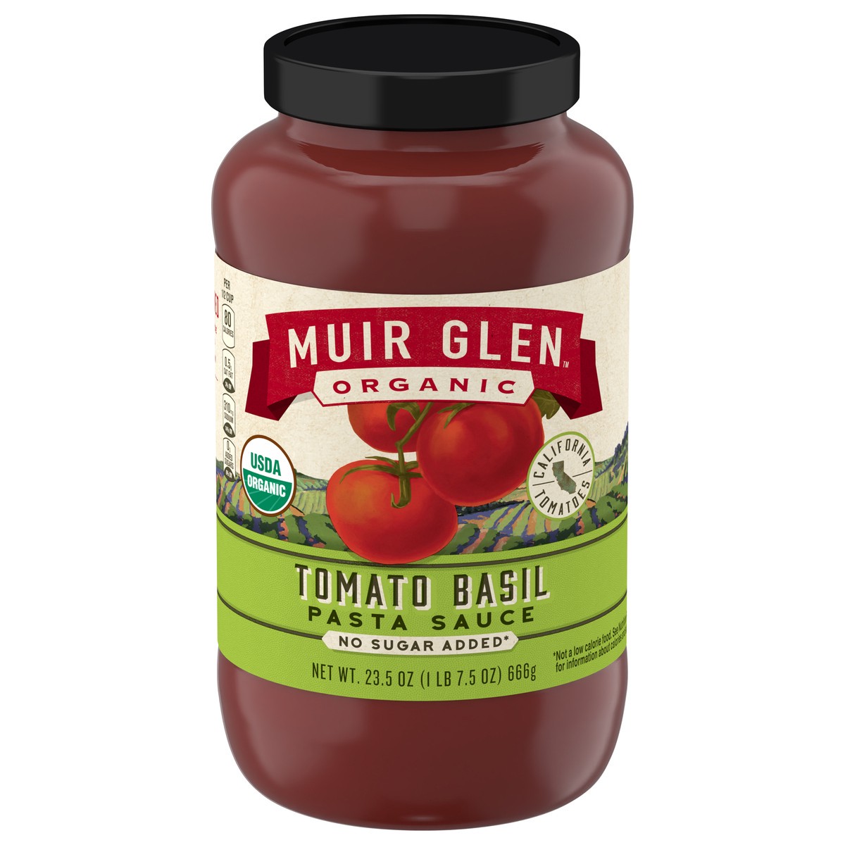 slide 1 of 1, Muir Glen Tomato Basil Pasta Sauce, No Sugar Added, 23.5 oz., 23.50 oz