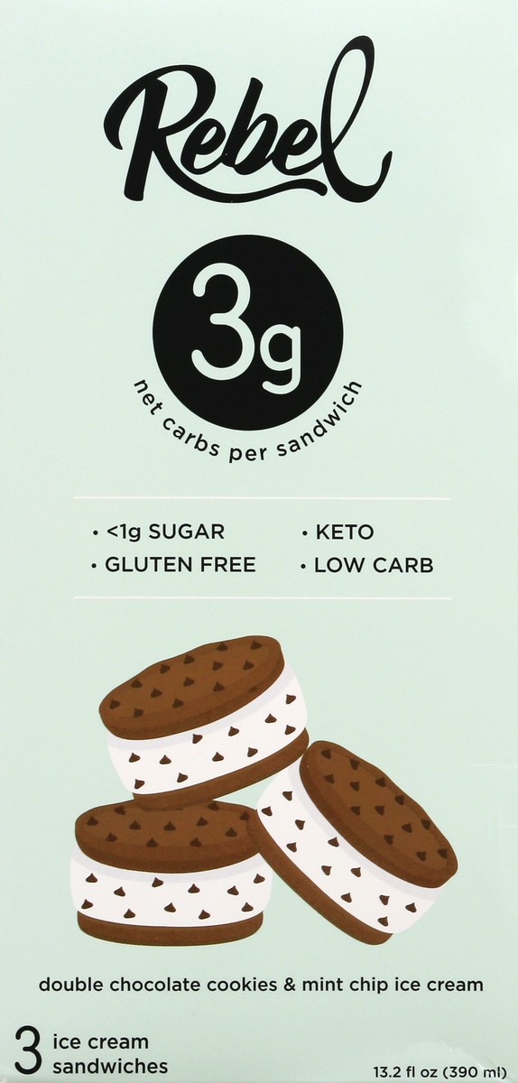 slide 5 of 9, Rebel Double Chocolate Cookies & Mint Chip Ice Cream Sandwiches 3 ea, 3 ct