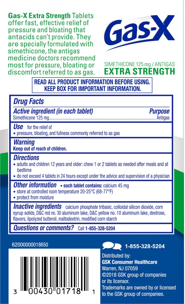 slide 5 of 9, Gas-X Peppermint Creme Extra Strength Antigas Chewable Tablets, 18 ct