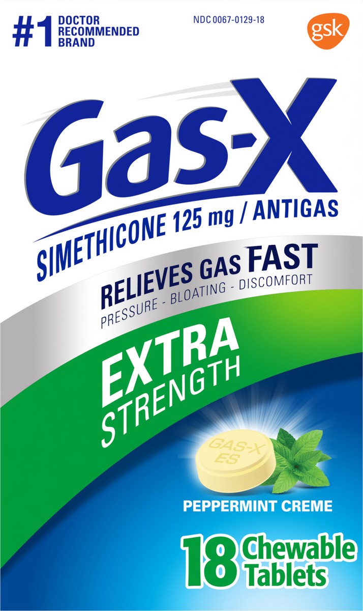 slide 6 of 9, Gas-X Peppermint Creme Extra Strength Antigas Chewable Tablets, 18 ct