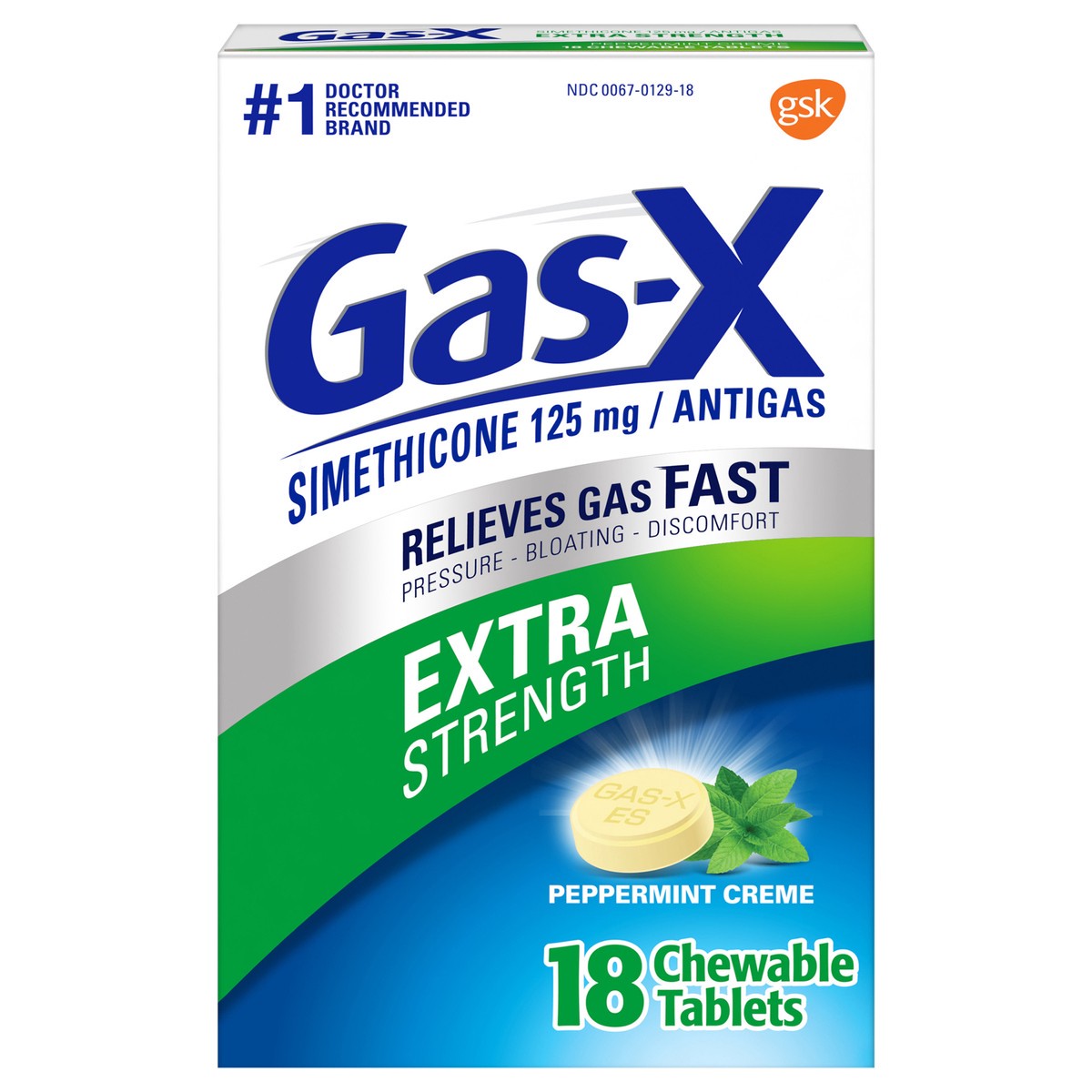 slide 1 of 9, Gas-X Peppermint Creme Extra Strength Antigas Chewable Tablets, 18 ct