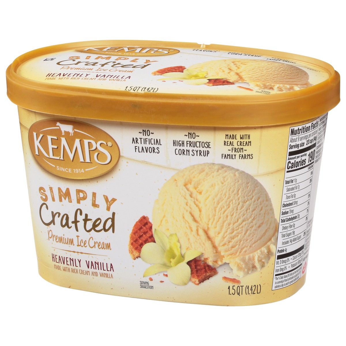 slide 5 of 14, Kemps Simply Crafted Premium Vanilla Ice Cream, 48 oz