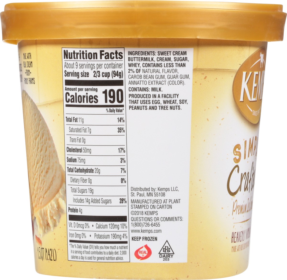 slide 2 of 14, Kemps Simply Crafted Premium Vanilla Ice Cream, 48 oz