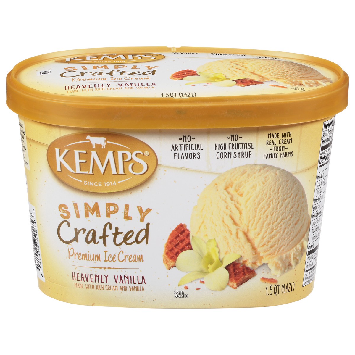slide 1 of 14, Kemps Simply Crafted Premium Vanilla Ice Cream, 48 oz