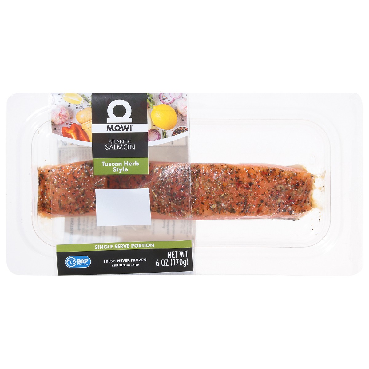 slide 1 of 14, Mowi Tuscan Herb Style Atlantic Salmon 6 oz, 6 oz
