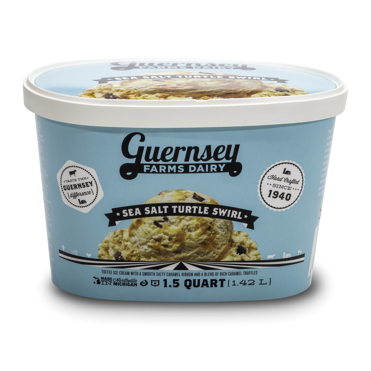 slide 1 of 1, Guernsey Farms Dairy Sea Salt Turtle Swirl Ice Cream, 48 oz