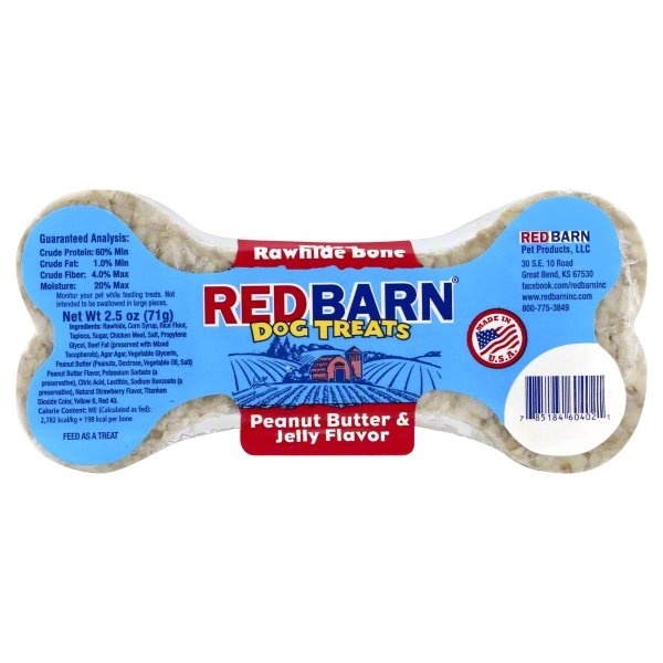 slide 1 of 1, Redbarn Filled Rawhide Bone Peanut Butter N Jelly, 2.5 oz