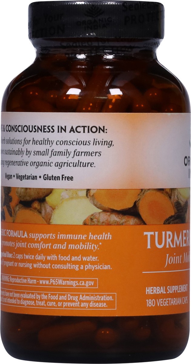 slide 10 of 13, Organic India Turmeric Formula 180 Vegetarian Caps, 180 ct