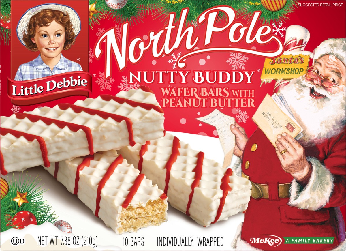 slide 1 of 12, Little Debbie North Pole Nutty Buddy Wafer Bars 10 ea Box, 10 ct