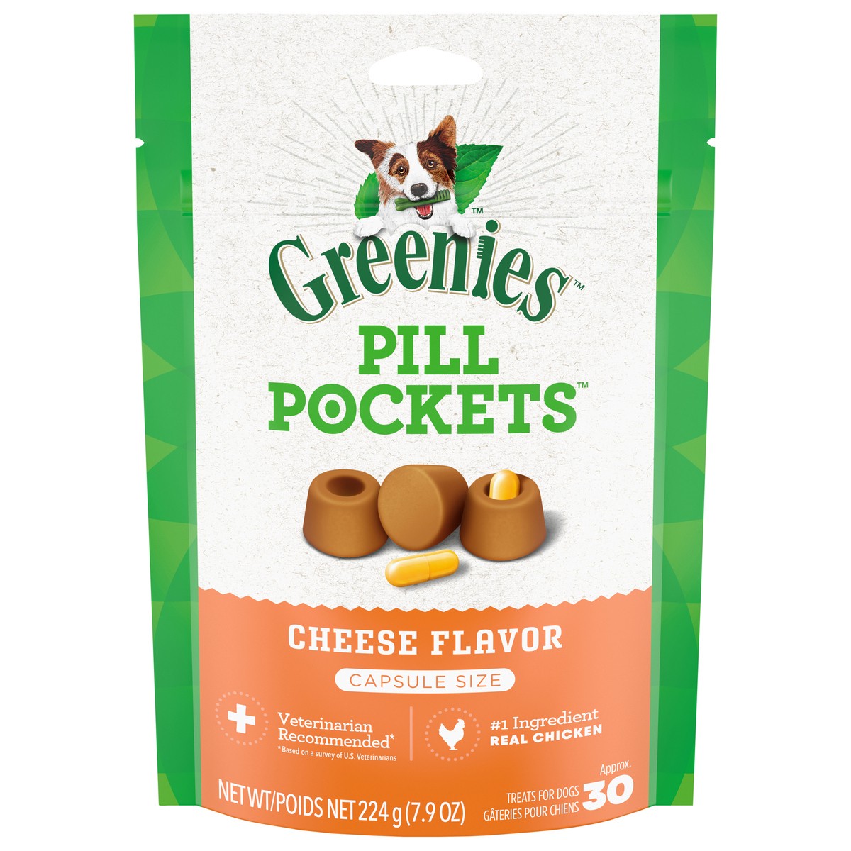 slide 1 of 3, Greenies Pill Pockets Cheese Flavor Treats for Dogs Capsule Size 7.9 oz, 7.9 oz
