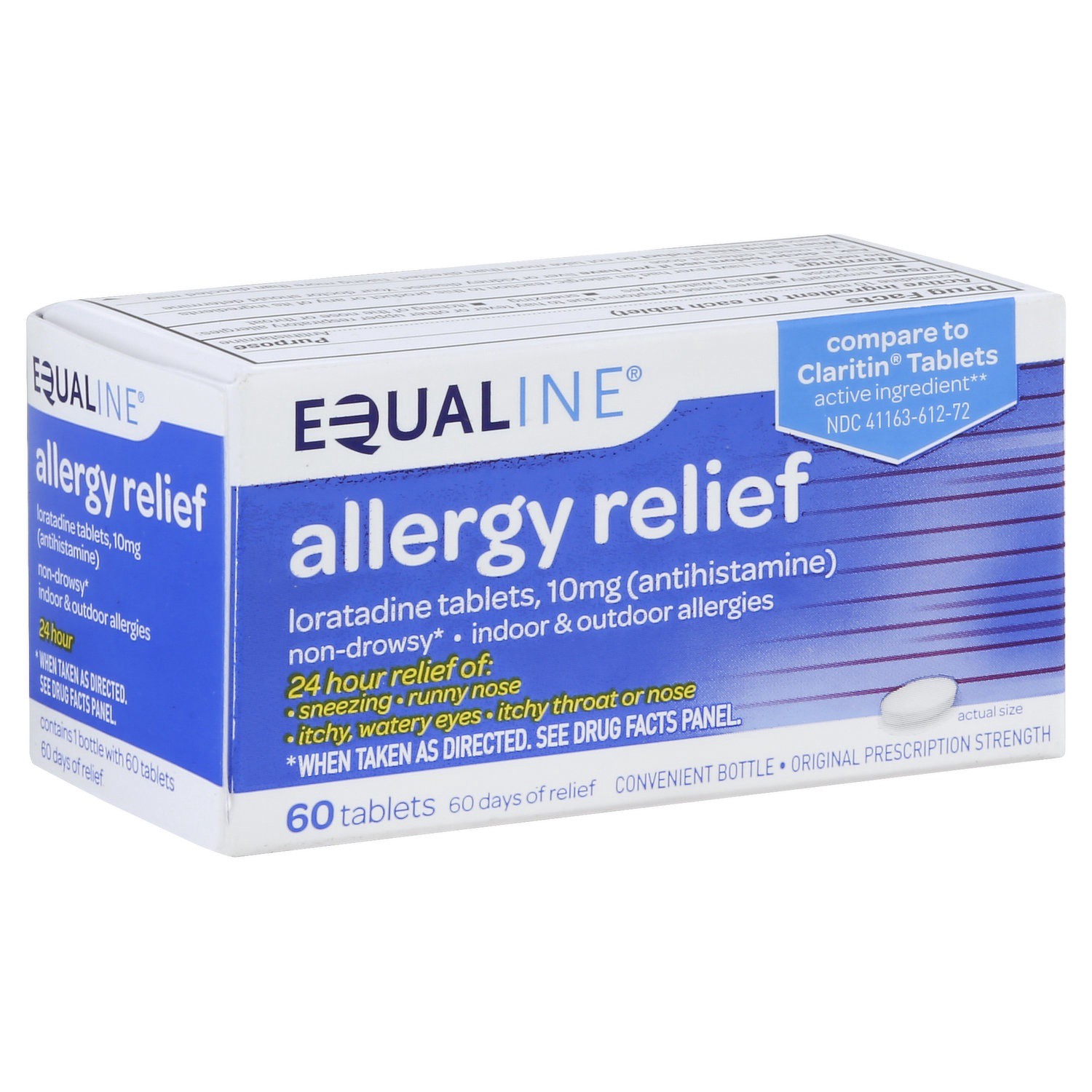 slide 1 of 1, Equaline Allergy Relief Non Drowsy Tablet, 60 ct