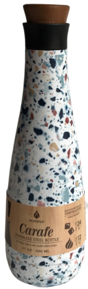 slide 1 of 1, Manna Organics Carafe Bottle - White Terrazzo, 17 oz