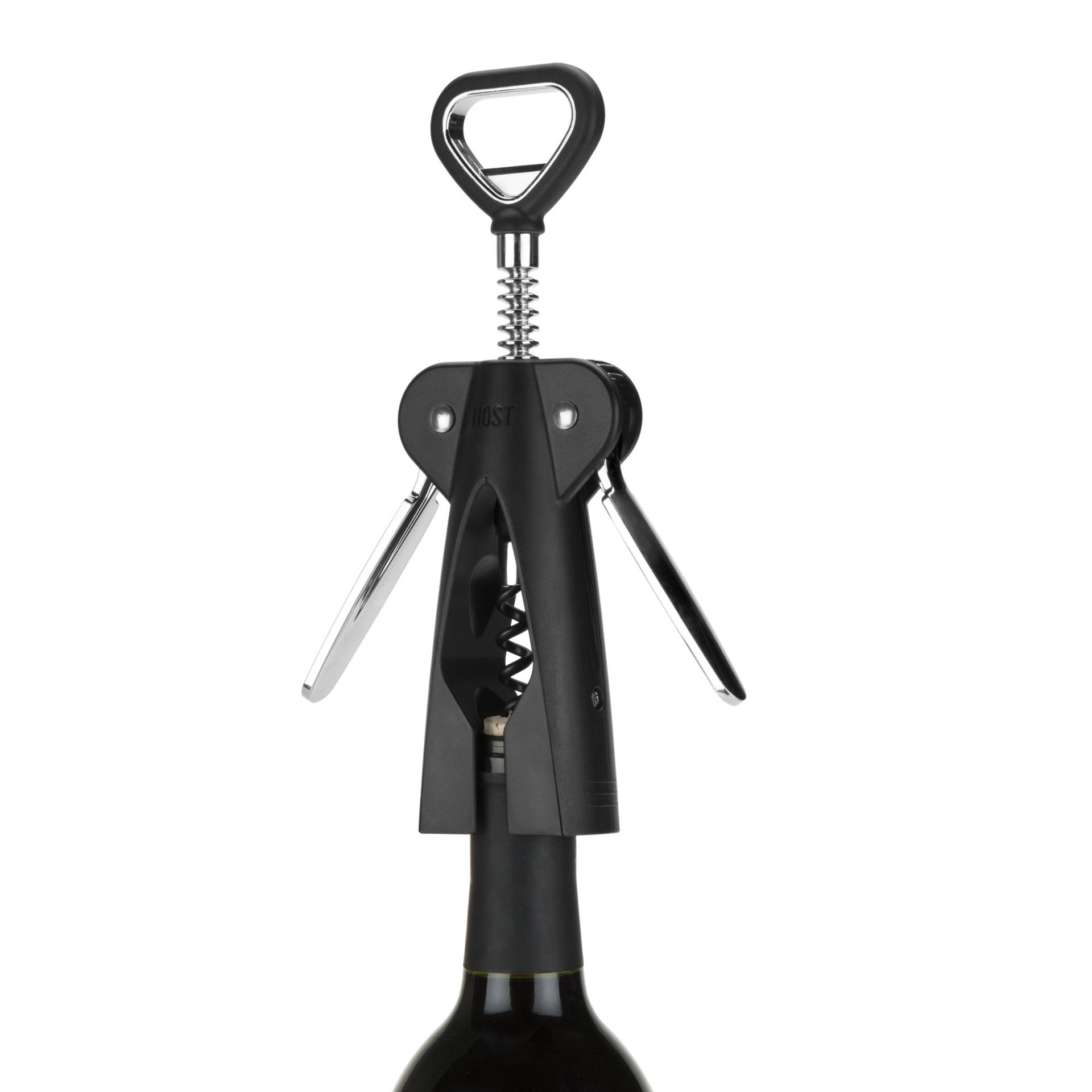 slide 3 of 5, HOST Winged Corkscrew, Non-Stick Worm And Bottle Opener, 2-Blade Foil Cutter, 1 ct