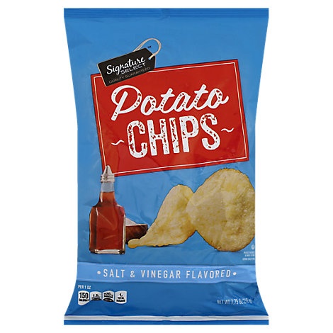 slide 1 of 1, Signature Select Chips Potato Salt & Vinegar, 7.75 oz