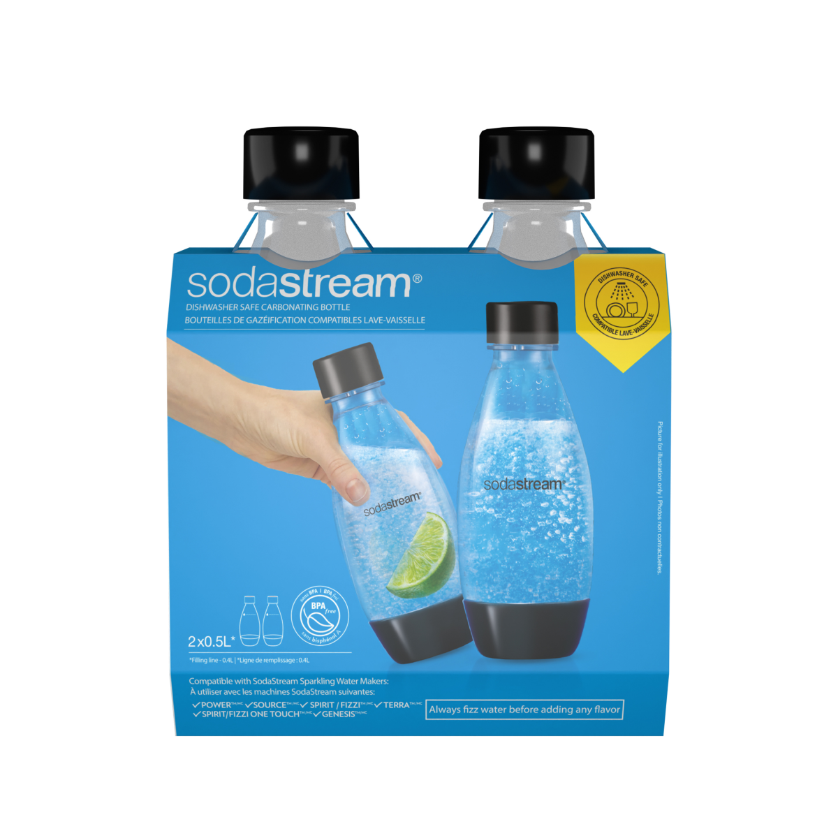 slide 1 of 13, SodaStream Slim Bottles, black, 0.5 liter, 2 ct