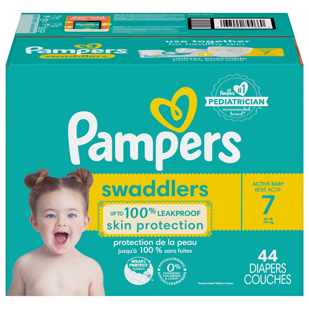 slide 2 of 9, Pampers Swaddlers Active Baby Diapers, Size 7, 44 Count, 44 ct