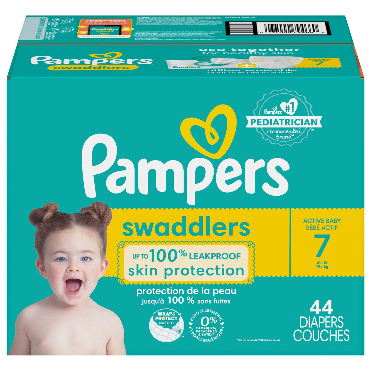 slide 4 of 9, Pampers Swaddlers Active Baby Diapers, Size 7, 44 Count, 44 ct