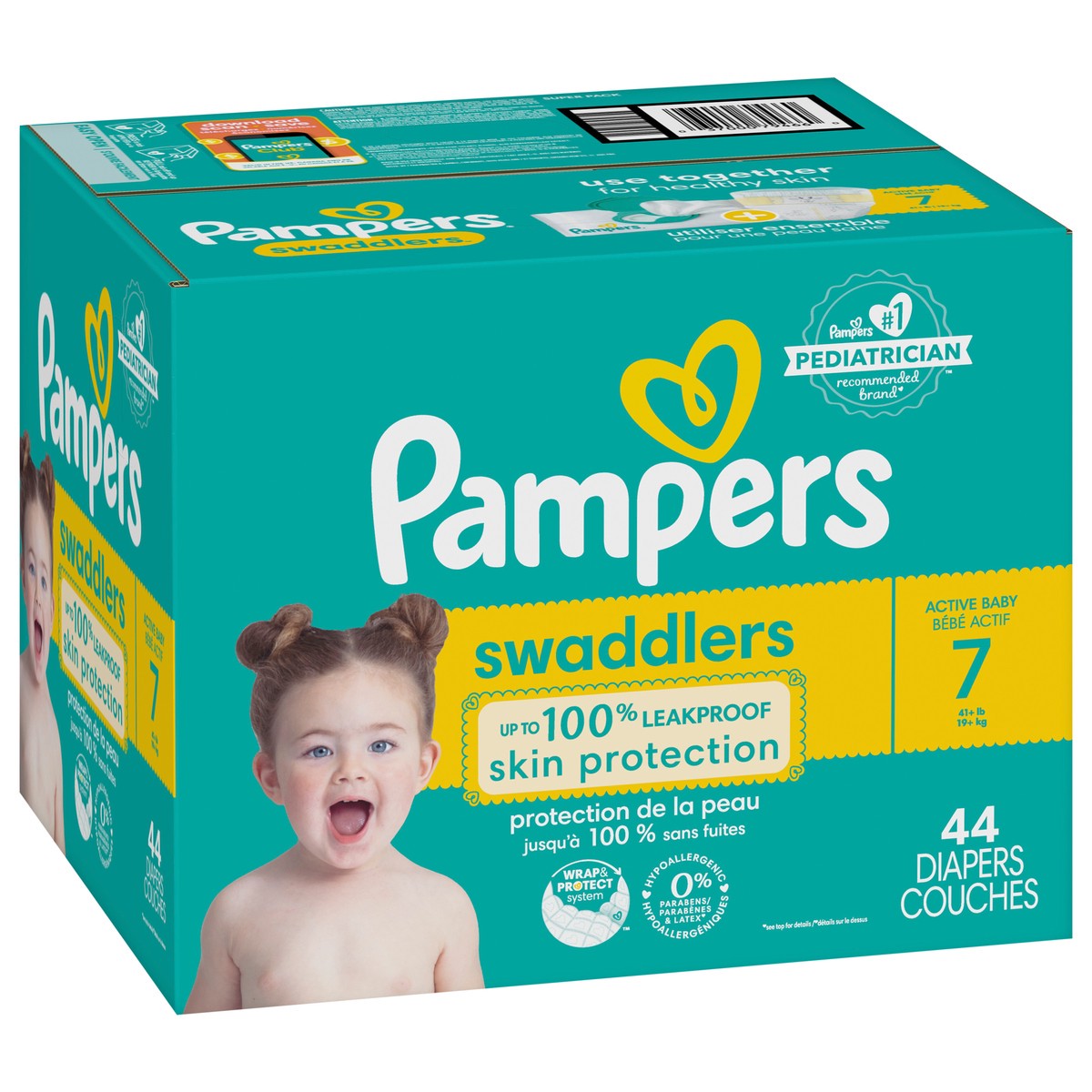 slide 3 of 9, Pampers Swaddlers Active Baby Diapers, Size 7, 44 Count, 44 ct