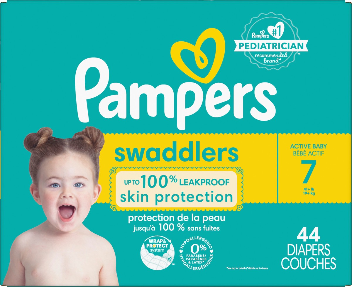 slide 8 of 9, Pampers Swaddlers Active Baby Diapers, Size 7, 44 Count, 44 ct