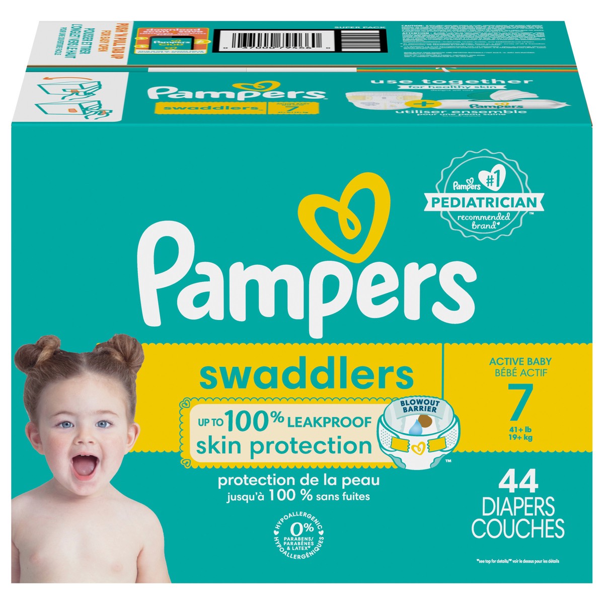 slide 1 of 9, Pampers Swaddlers Active Baby Diapers, Size 7, 44 Count, 44 ct