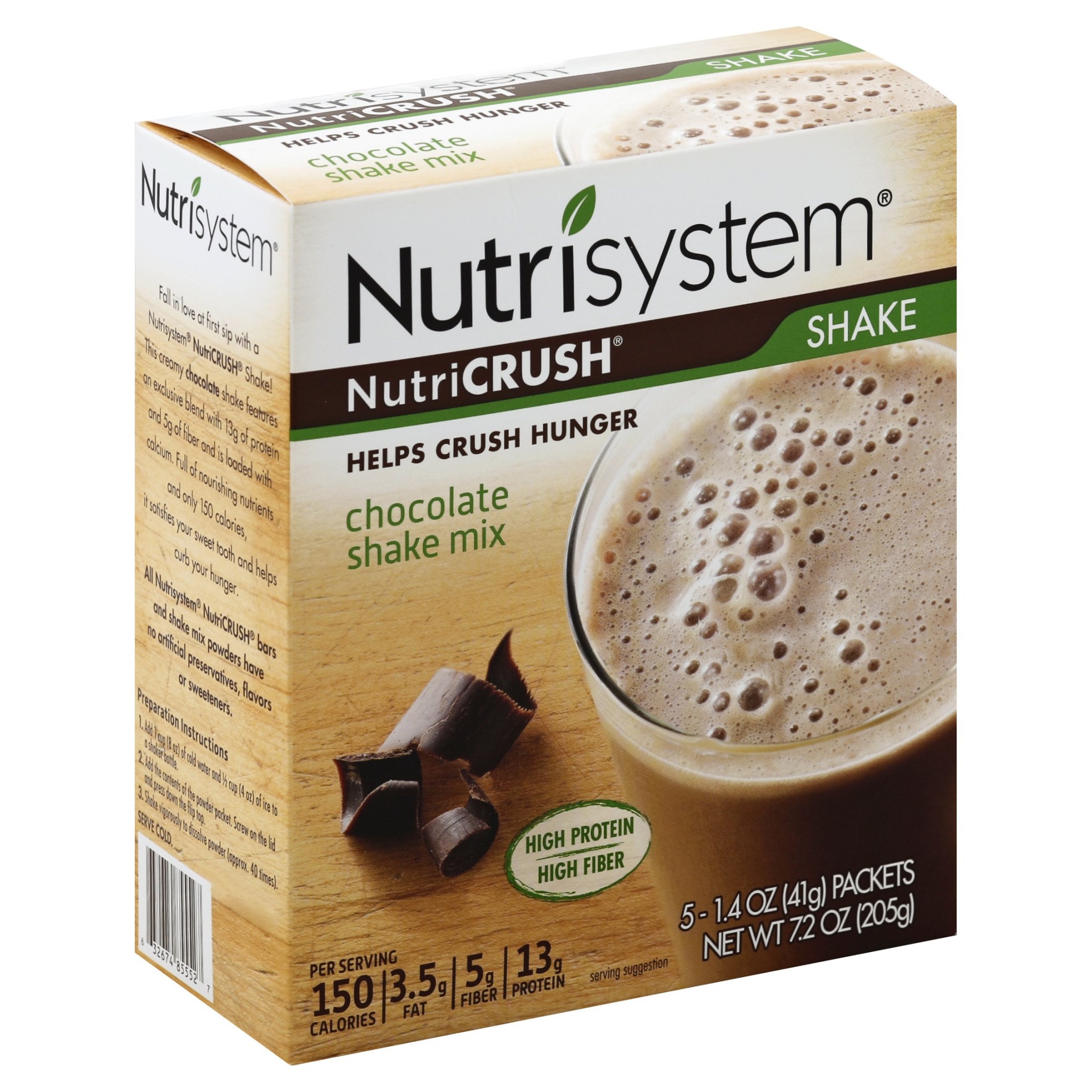 Diet info for Nutrisystem NutriCRUSH Chocolate Shake Mix, 5 ct