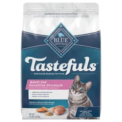 Blue Buffalo Tastefuls Natural Dry Food for Adult Cats, Sensitive Stomach, Chicken & Brown Rice Recipe, 10-lb. Bag