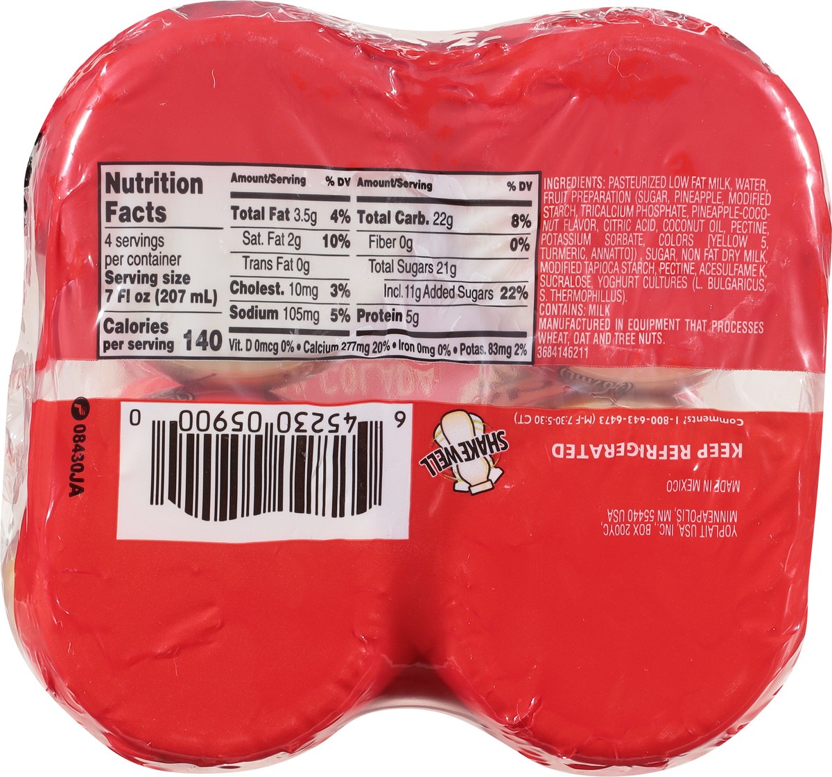 slide 7 of 9, Yoplait Pina Colada Smoothie 4 - 7 fl oz Bottles, 4 ct