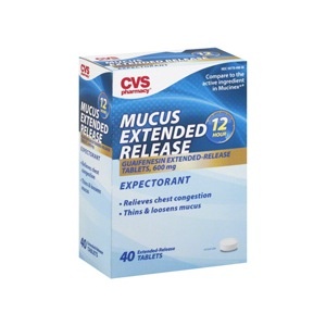 slide 1 of 1, CVS Pharmacy Cvs Health Mucus Extended Release 12 Hour Expectorant Tablets 600 Mg, 40 ct