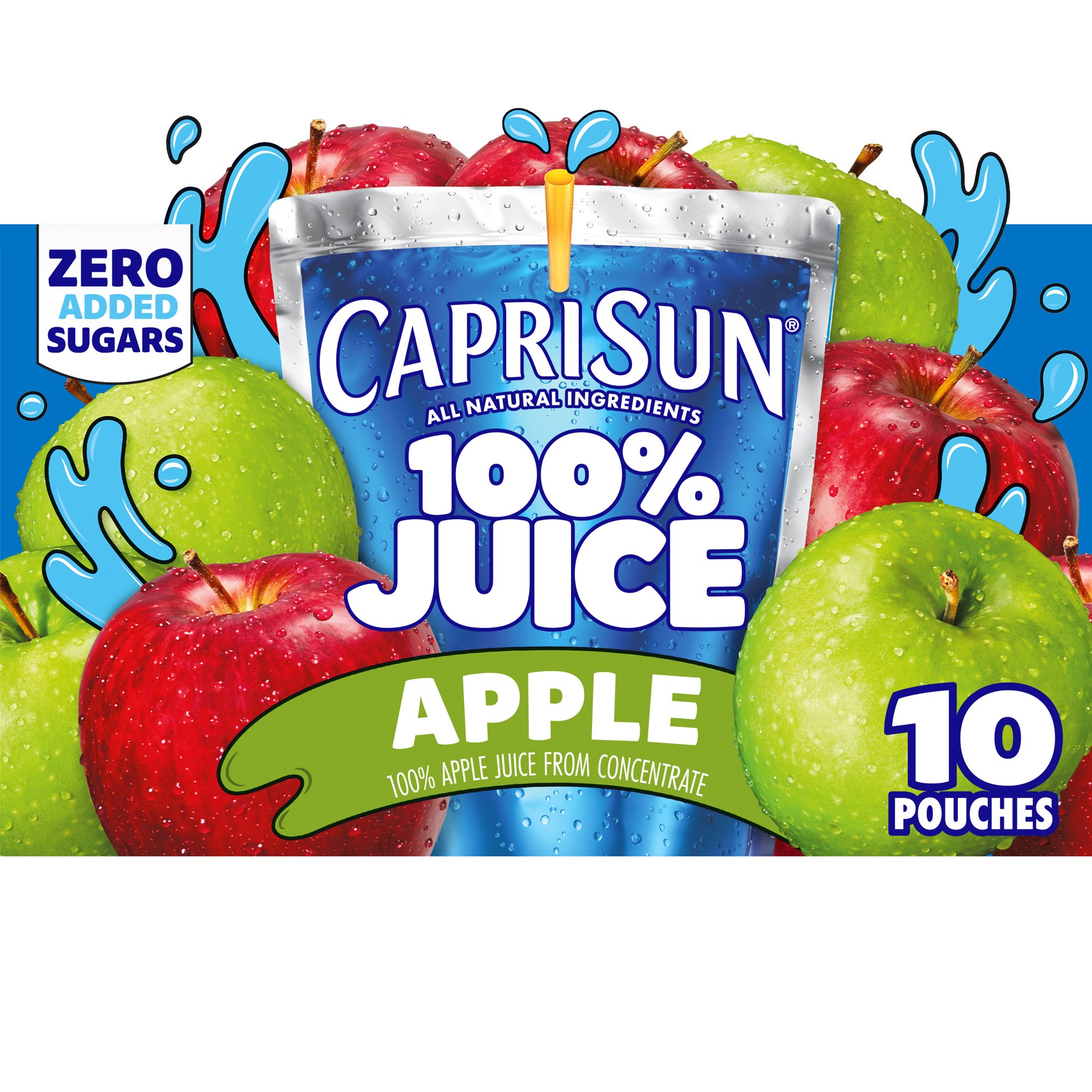 slide 1 of 5, Capri Sun Apple 100% Juice, 10 ct