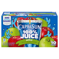 Capri Sun 100% Juice Apple All-Natural Juice from Concentrate with added ingredients, 10 ct Box, 6 fl oz Pouches