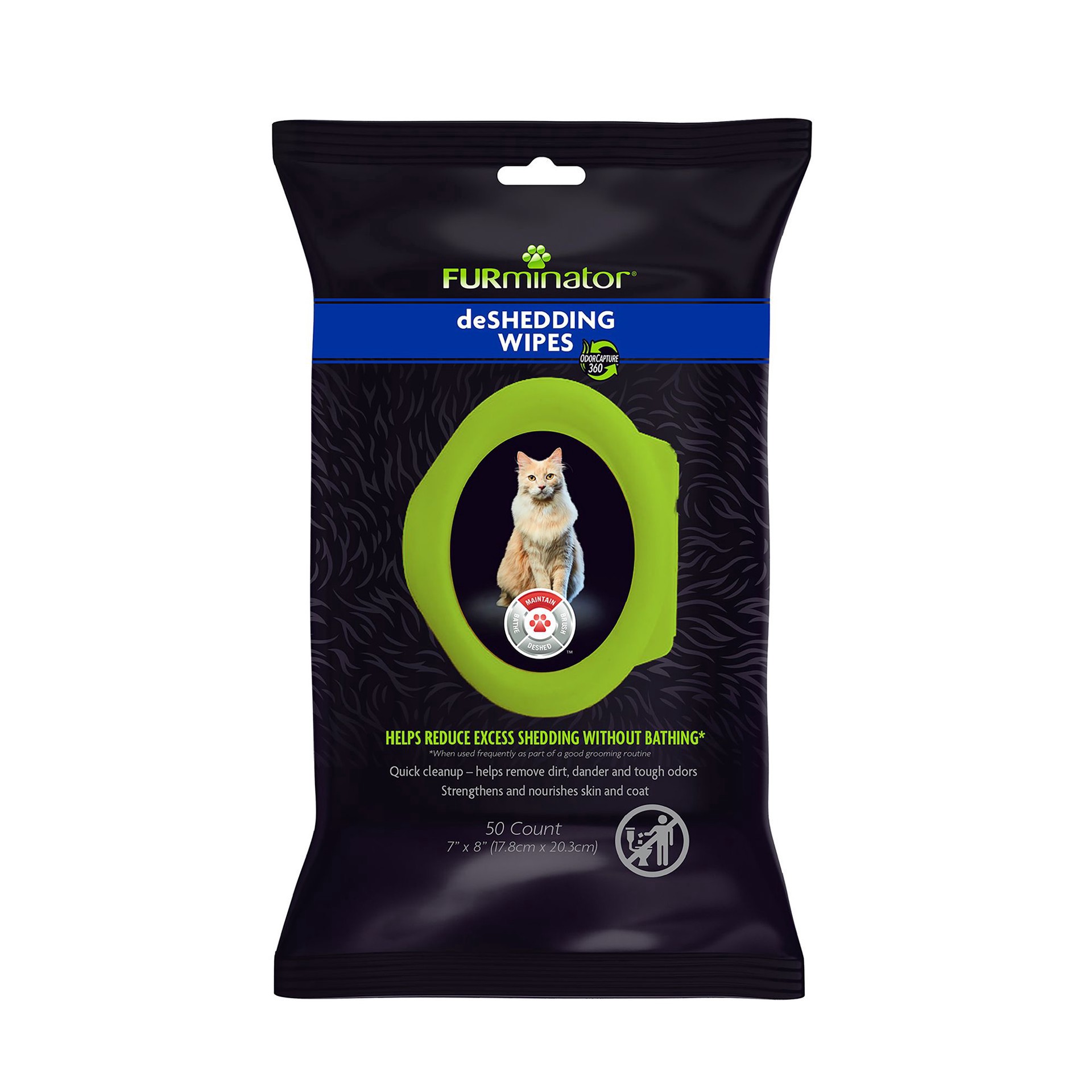 slide 1 of 1, FURminator deShedding Grooming Cat Wipes, 50 ct