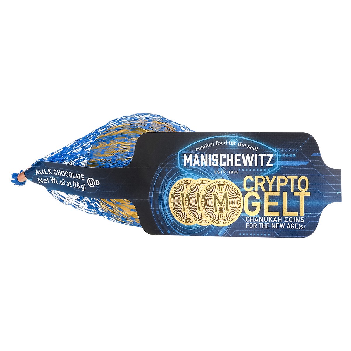 slide 5 of 9, Manischewitz Mansch Crypto Choc Coins, 0.63 oz