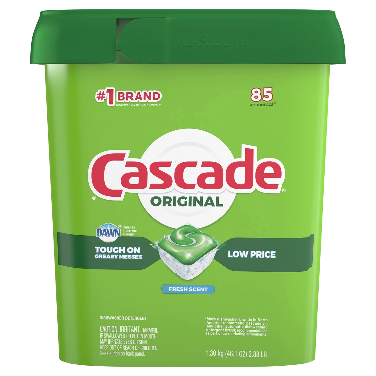 slide 1 of 7, Cascade Original Dishwasher Pods, ActionPacs Dishwasher Detergent Tabs, Fresh Scent - 85ct, 85 ct