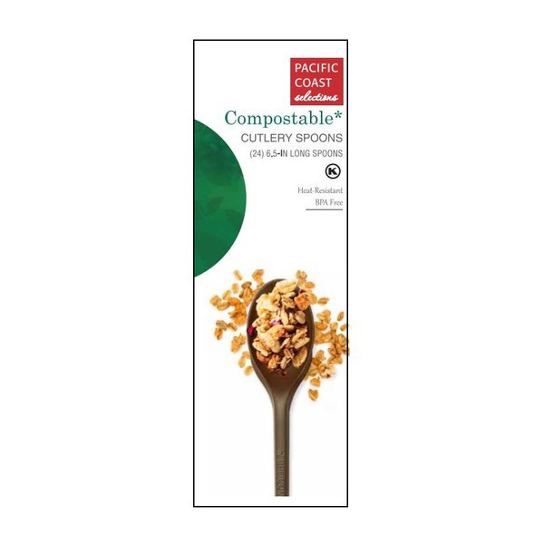 slide 1 of 1, Pacific Coast Selections, Compostable Cutlery Spoons, 24 ct