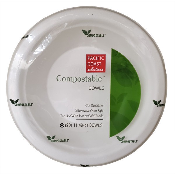 slide 1 of 1, Pacific Coast Selections, Compostable Bowls, 20 Count, 20 ct