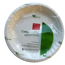 Pacific Coast Selections Compostable Dessert Plates, 20 Count