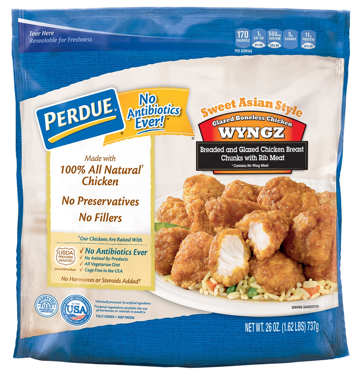 slide 1 of 2, PERDUE Sweet Asian Style Boneless Chicken Wyngz , 26 oz