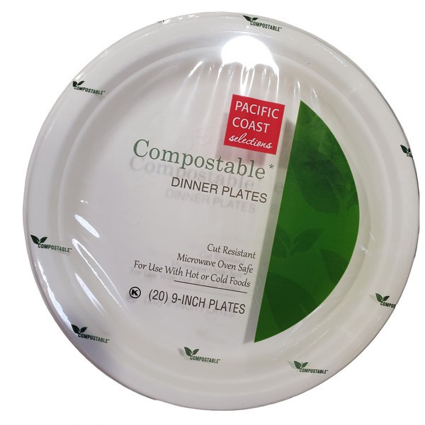 slide 1 of 1, Pacific Coast Selections, Compostable Dinner Plates, 20 Count, 20 ct