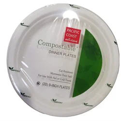 Pacific Coast Selections Compostable Dinner Plates, 20 Count