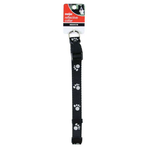 slide 1 of 1, Meijer Adjustable Reflective Dog Collar Black, Medium, MED