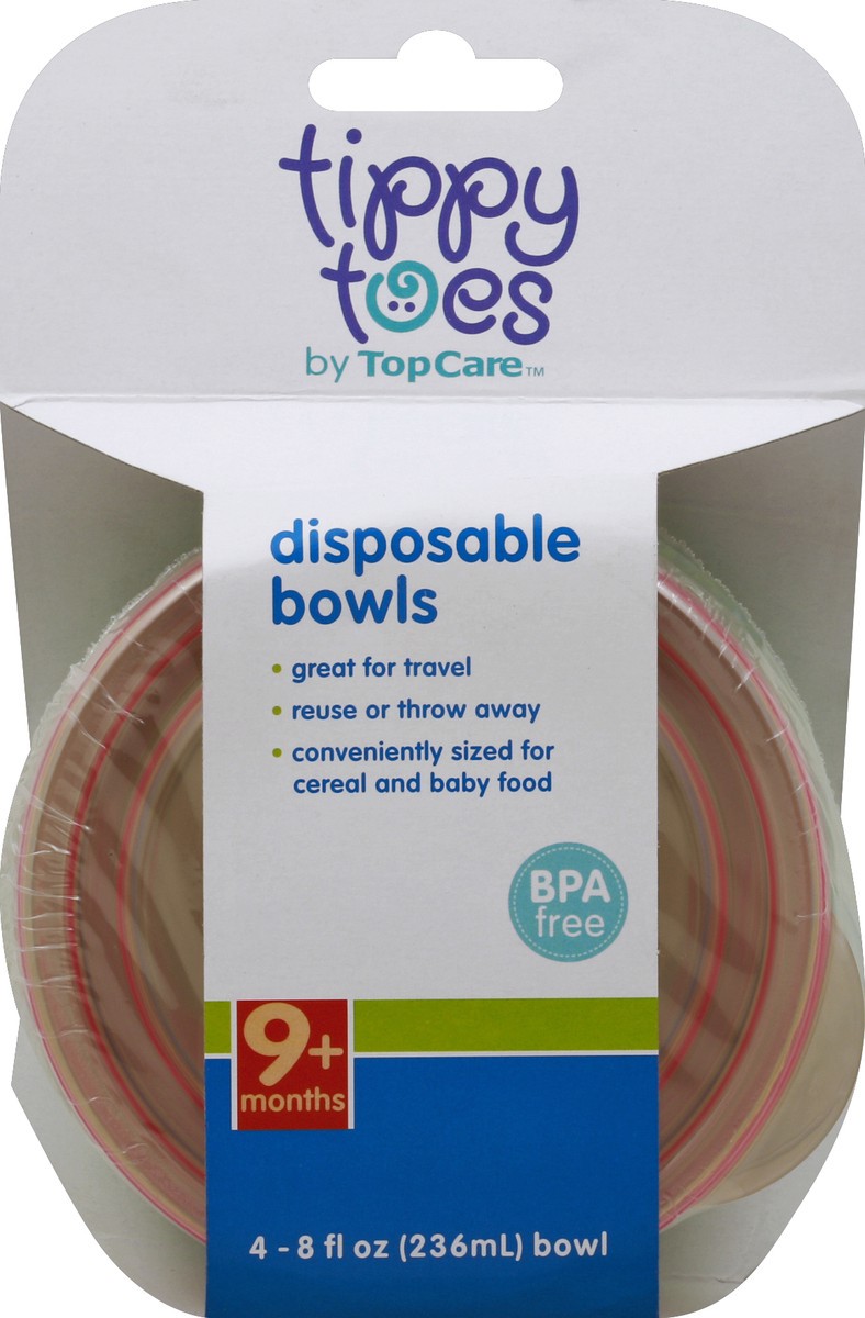 slide 2 of 2, Tippy Toes Baby Disposable Bowls, 4 ct